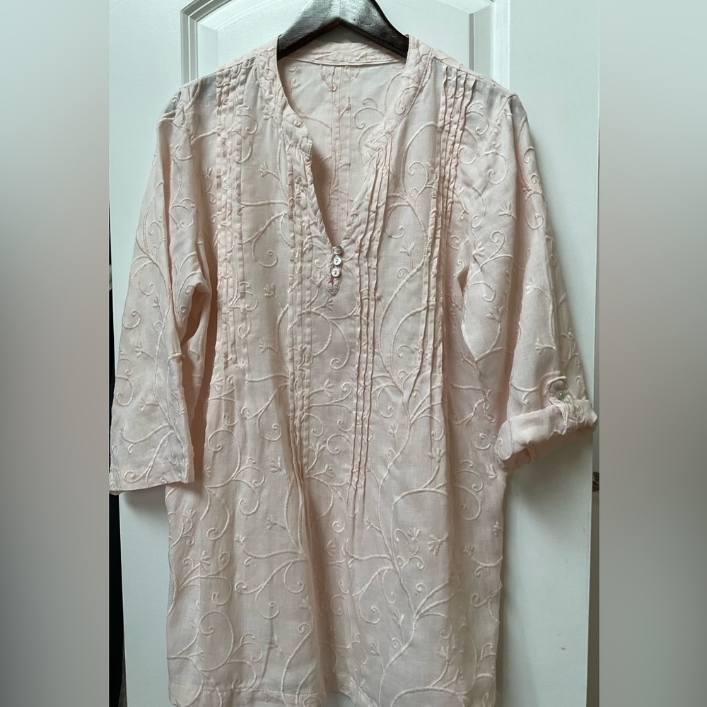 Marina Luna Embroidered Linen Tunic - Picture 2 of 4